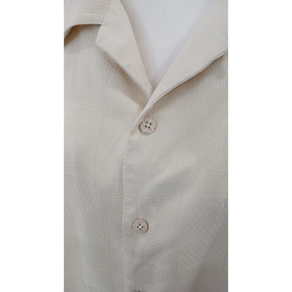 Tommy Bahama 100% Silk Beige Stitch Shirt‎ Short Sleeve Pocket Size XXL - Picture 5 of 7